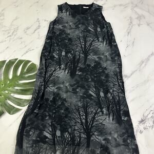Tessuto Womens Vintage Y2k Slip Maxi Dress Size Xl Black Gray Trees Witchy